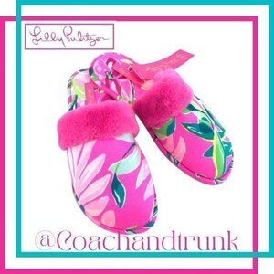 LILLY PULIZTER Clara Slippers Plumeria I'm Feline Fine Pulitzer Organza Bag NWT